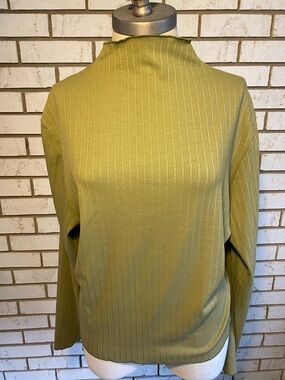Cider Olive Green Ribbed Turtleneck Sweater